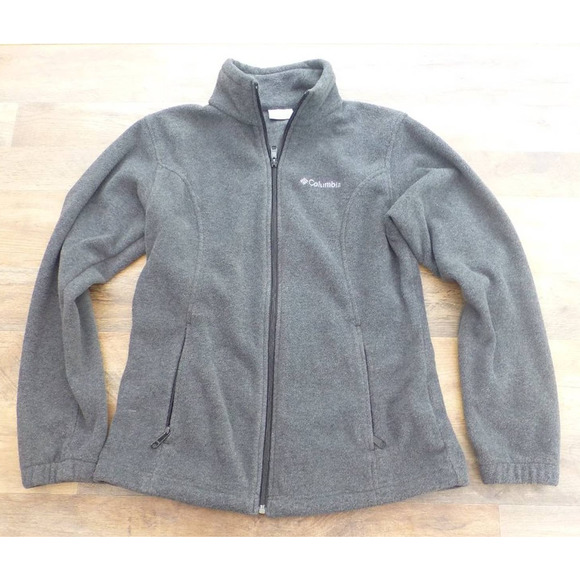 Women's Columbia full zip Size S Silver Logo Gray Fleece - Picture 1 of 8